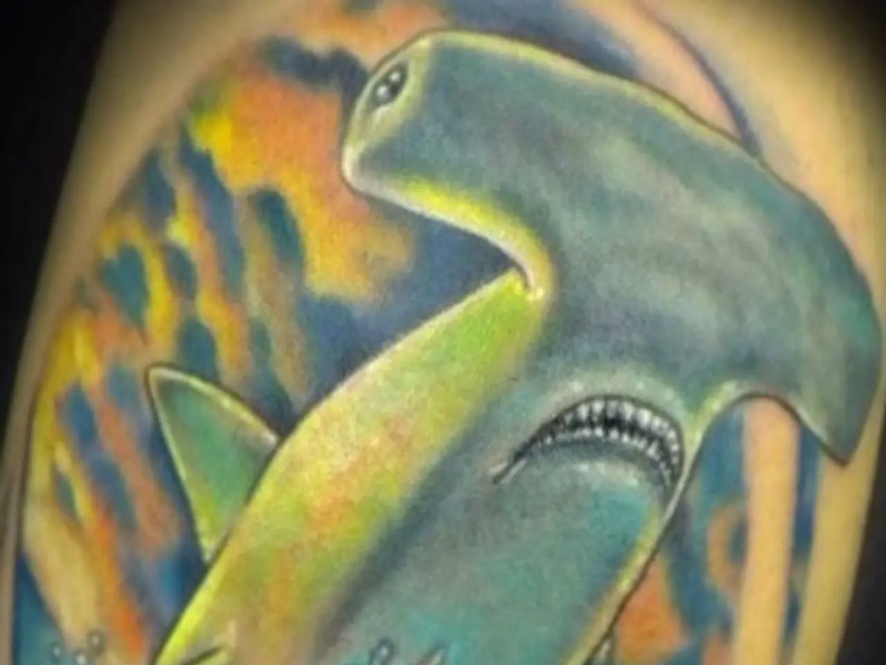 In this picture we can see painting of fish and water.