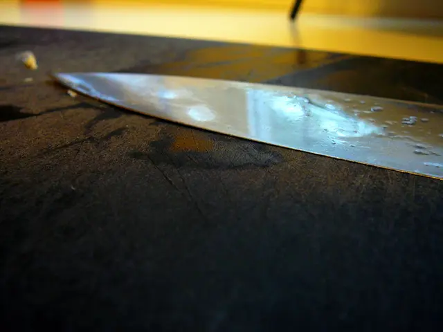 Stunning Damascus and Sandalwood Pocket Knife Features Innovative Dividing Handle Design for...