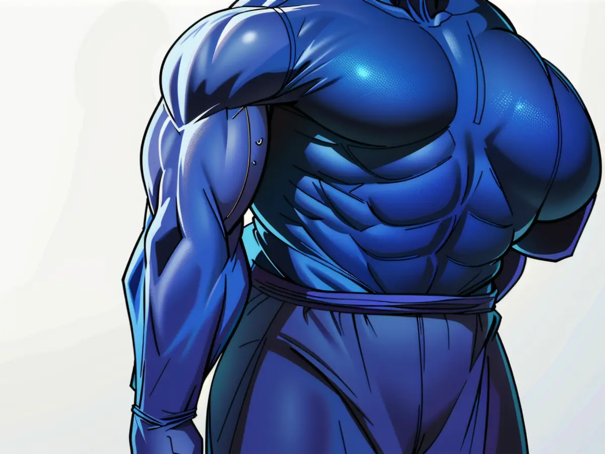 Man unveils illegal drug production plant in his basement, authorities alarmed Individual in casual attire, dressed in blue hoodie with hood covering head and baggy jeans, casually positioned in a laid-back environment.